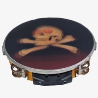 Maxtone Tambourine Skull & Cross Bones 10in 12Jingles