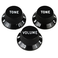Fender Stratocaster Replacement Knobs - Black 1 x Volume 2 x Tone