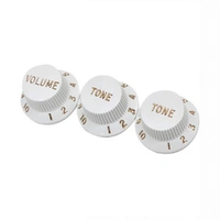 Fender Stratocaster Replacement Knobs - White  1 x Volume 2 x Tone