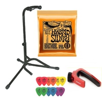 Electric Guitar Pack Stand Ernie Ball 2222 strings 12 Mixed Tortex Picks Capo