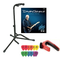 Electric Guitar Accessory Pack Stand GHS  strings 12 Mixed Tortex Picks Capo