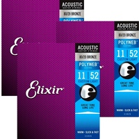 3 sets Elixir 11025 80/20 Acoustic Guitar Strings  POLYWEB Coating, 11-52