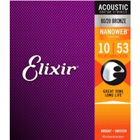 Elixir Nanoweb Coated 80/20 Bronze Acoustic Rickenbacker Special - 10 14 24 32 42 53