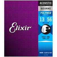 Elixir 11100 80/20 Acoustic Guitar Strings  POLYWEB Coating, Medium 13-56