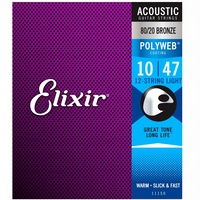 Elixir 11150 12-String 80/20 Bronze Polyweb Coated Light Acoustic Strings 10 -47