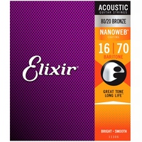 Elixir Strings Nanoweb 80/20 Acoustic Guitar Strings - .016-.070 Baritone