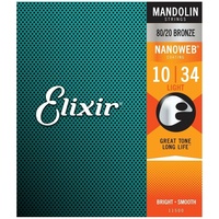 Elixir 11500 Mandolin Strings NANOWEB Coating, Light Gauge (.010-.034) Full Set