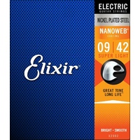 12002 Elixir Nanoweb 9 - 42 Coated long life Electric Guitar Strings