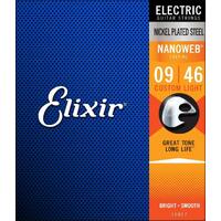 Elixir 12027 Custom Light Gauge Nanoweb coated Electric Guitar Strings 9 - 46