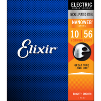 Elixir 12057 Nanoweb Coating Electric Guitar Strings, 7-String Light 10-56