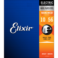 Elixir 12057 Nanoweb Coating Electric Guitar Strings, 7-String Light 10-56