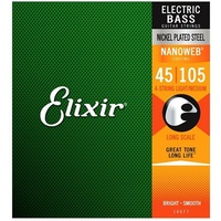 Elixir Strings Nanoweb Light / Medium Long Scale Bass Guitar Strings 45 -105