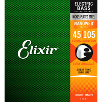 Elixir Nickel-Plated Steel 4-String Bass Strings NANOWEB Extra Long scale 45-105