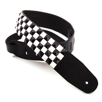 DSL15CHECK25 Pyramid Studs Black & White Check Guitar Strap