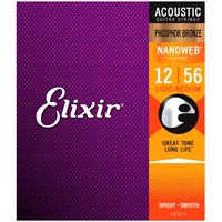 Elixir Nanoweb 12 - 56 Phosphor Bronze Acoustic Guitar Strings - 16077  