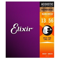 Elixir Nanoweb 13 - 56 Phosphor Bronze Acoustic Guitar Strings - 16102 Medium