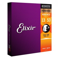 Elixir Phosphor Bronze Nanoweb HD Light Acoustic Guitar Strings 13 - 53 16182new