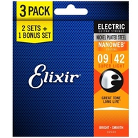 3 Sets Elixir 12002 Nanoweb Super Light Electric Guitar Strings 9-42 Elixir 1654