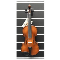 Case Shoulder Rest and Extra Bridge & Strings Satin Antique Finish Manual Bow Amdini 1/2 AC100 Solid Wood Violin with Tuner 