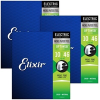 3 sets Elixir 19052 Electric Guitar Strings with OPTIWEB Coating 10 -46