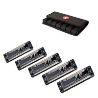 Lee Oskar Melody Maker Harmonica 5-Pack with Case Keys G, A, C, D, E
