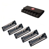  Lee Oskar Melody Maker Harmonica 5-Pack with Case Keys G, A, C, D,  E