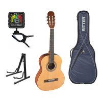 Admira Nylon String Classical Guitar - 1/2 size Pack, Inc Bag, Stand and Clip on Tuner