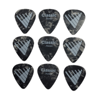 D'Addario Angkor Exclusive Black Pearl Celluloid Guitar Picks, 9 picks, 0.70mm