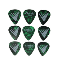 D'Addario Angkor Exclusive Green Pearl Celluloid Guitar Picks, 9 Picks, 0.70mm