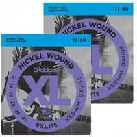 D'Addario EXL115 Nickel Wound Medium  Electric Guitar Strings 11 - 49   2 sets 