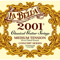 La Bella 2001 Medium Tension Silver Wound Concert  Classical Guitar Strings