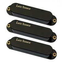 Lace 21073 Sensor Gold Single Coil Neck/Middle/Bridge Pickup Set, Black