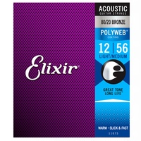 Elixir Strings Polyweb 80/20 Bronze Acoustic Guitar Strings -.012-.056 Medium Light
