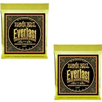 2 x Ernie Ball 2558 Everlast Coated 80/20 Bronze Light Acoustic Strings 11 - 52
