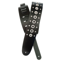 D'Addario Metal Collection Leather Guitar Strap, Grommet 1