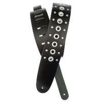 D'Addario Metal Collection Leather Guitar Strap, Grommet 1