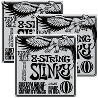 3 sets Ernie Ball 2625 8-String Set Slinky Electric Guitar Strings 10 - 74 
