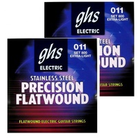 2 x  GHS 800 Precision Flats Flatwound Ex Light Electric Guitar Strings 11 - 46
