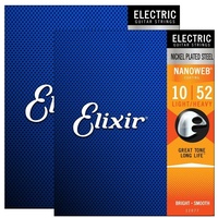 2x Elixir 12077 Coated Nanoweb Electric Guitar Strings Gauges 10 - 52 2-Sets 