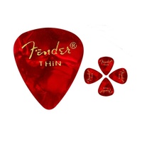 Fender 351 Premium Thin Celulloid  Guitar Picks -  Red  Moto - 5 Picks