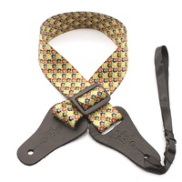 DSL Ukulele Strap Poly CLD Yellow Length adjustable with tri-slide Leather Ends