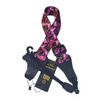 DSL Ukulele Strap Poly Pink flower Length adjustable with tri-slide Leather Ends