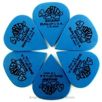 Dunlop Tortex Sharp 6 x Blue  1.0mm Picks 6  x Guitar Picks / Plectrums 