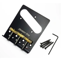 Hipshot 4-Hole 3-Compensated Saddle Vintage Telecaster/Tele Guitar Bridge, BLACK