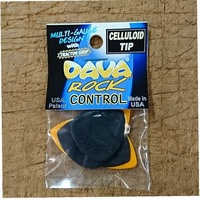 DAVA ROCK CONTROL GUITAR PICKS, CELLULOID TIP, 3 x PICKS, ORANGE/BLACK