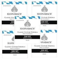 Hannabach 500MT Classical Guitar Strings Medium Tension Bilk Pack 5 sets