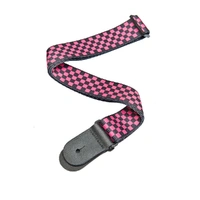 D'Addario Woven Guitar Strap, Black/Pink Checker Pattern