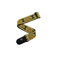 D'Addario Woven Guitar Strap, Peace Love, Brown and Yellow