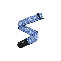 D'Addario Woven Guitar Strap, Peace Love, Blue and White