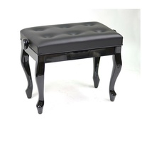 Piano Bench Height Adjustable Buttoned Padded Leatherete Cabriolet Legs Black